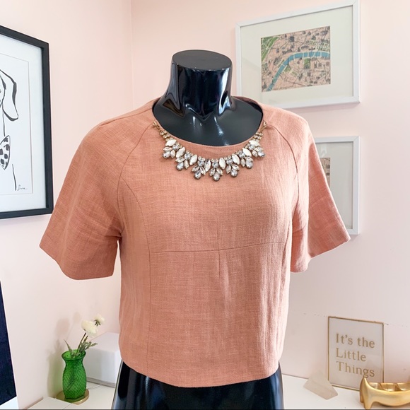 🍑 ANTHROPOLOGIE linen top w/ rhinestones - Picture 7 of 16